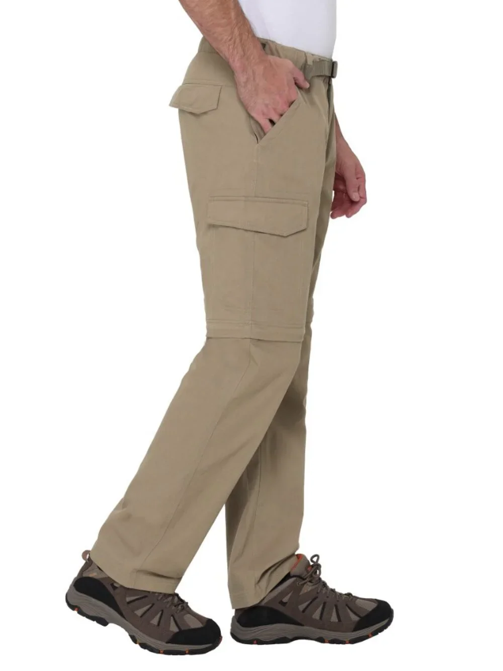 BC Clothing Men's Belted Convertible Pants Tan, Size L x 29 (New)